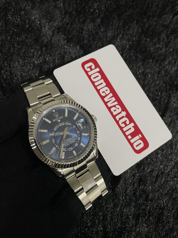 Rolex Sky Dweller Replica Blue Dial 904L Stainless Steel Swiss Clone Movement Watch - Image 2