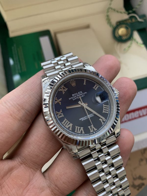 Knock Off Rolex Datejust Replica Blue Dial Roman Numerals Swiss 3235 - Image 3